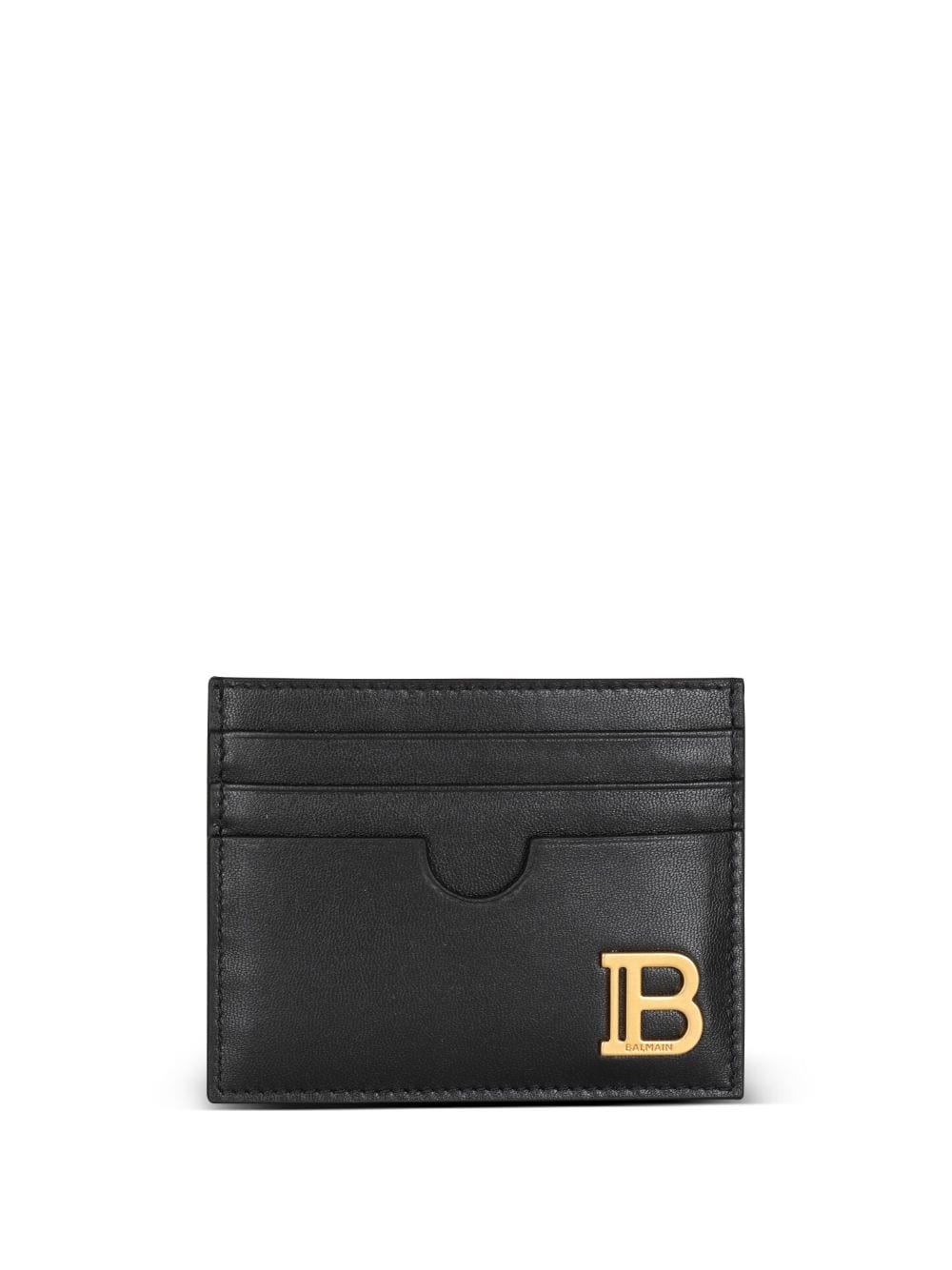 Balmain logo-plaque leather card holder - Black von Balmain