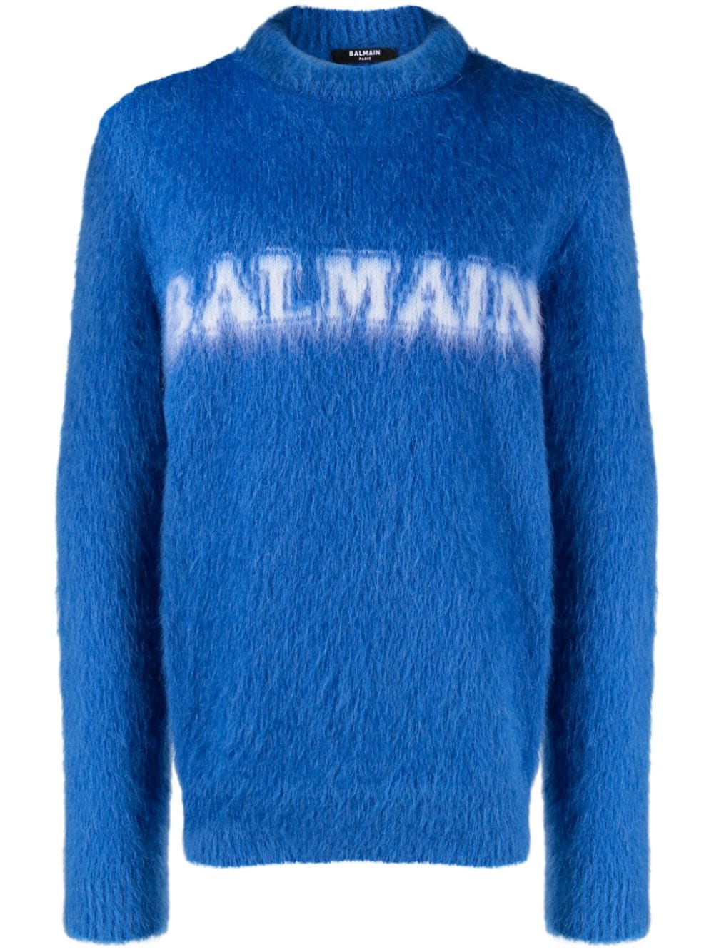 Balmain logo-print brushed-finish jumper - Blue von Balmain