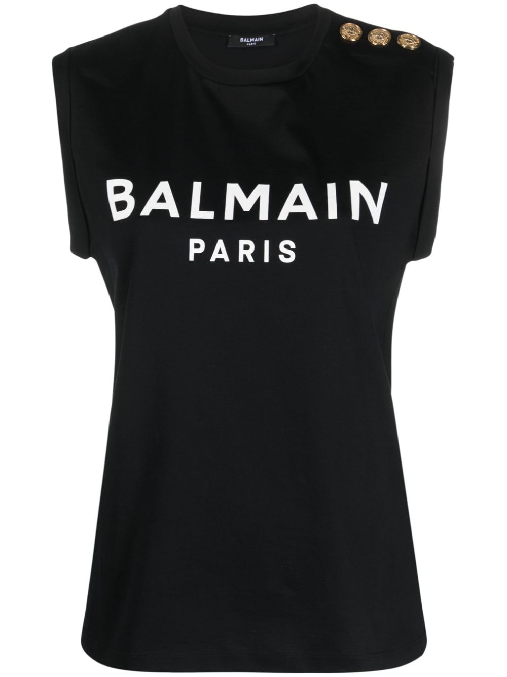 Balmain logo-print button-embellished top - Black von Balmain