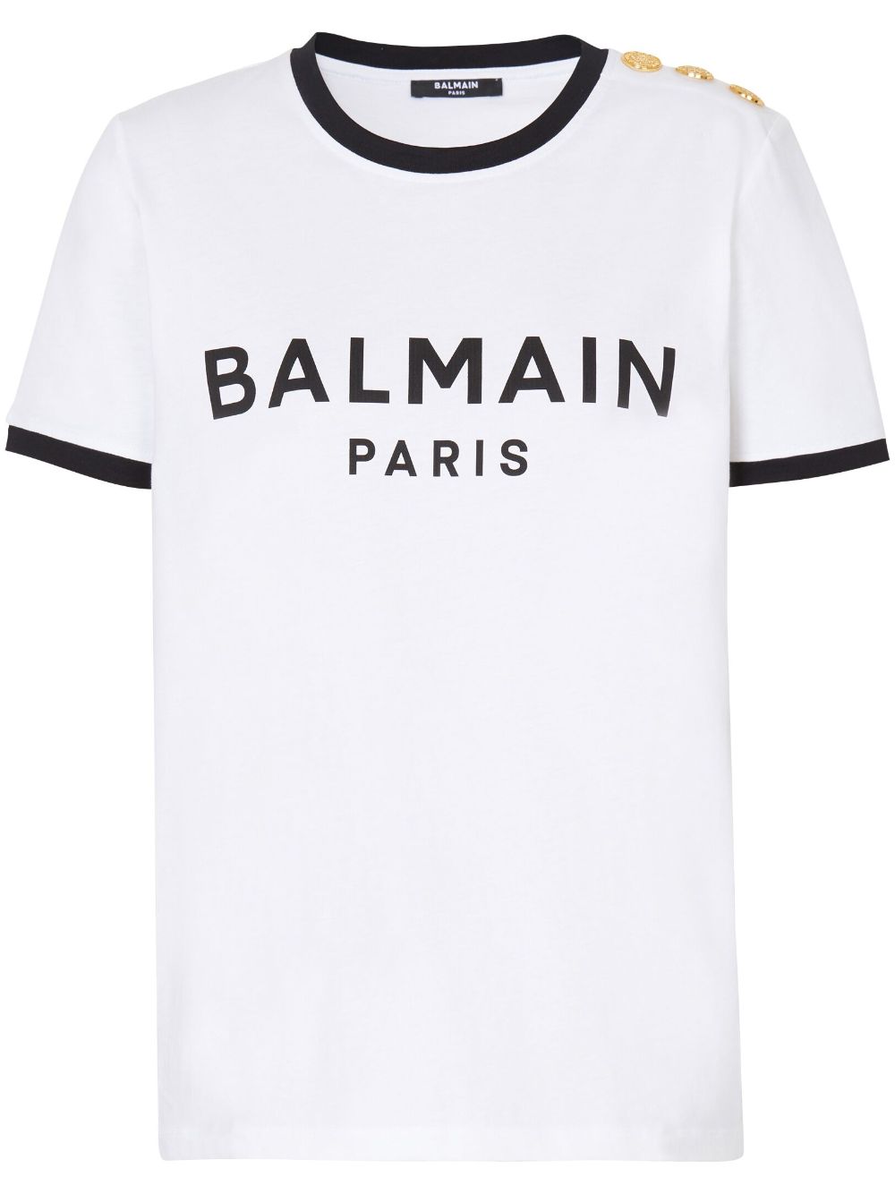 Balmain 3-Button logo-print cotton top - White von Balmain