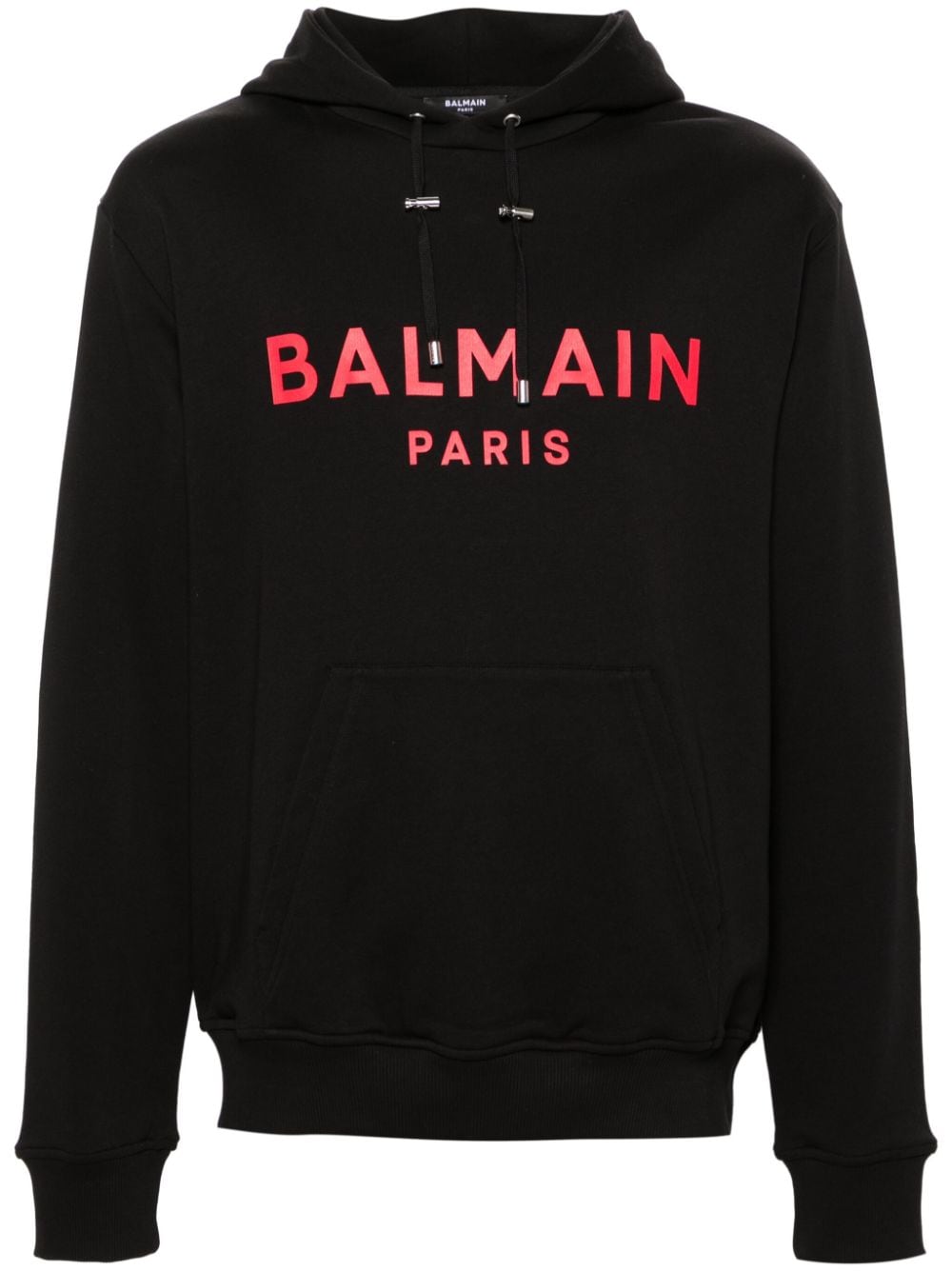 Balmain logo-print cotton hoodie - Black von Balmain