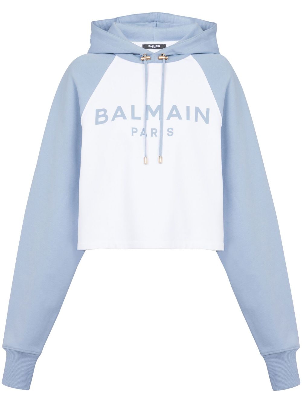 Balmain logo-print cropped hoodie - White von Balmain