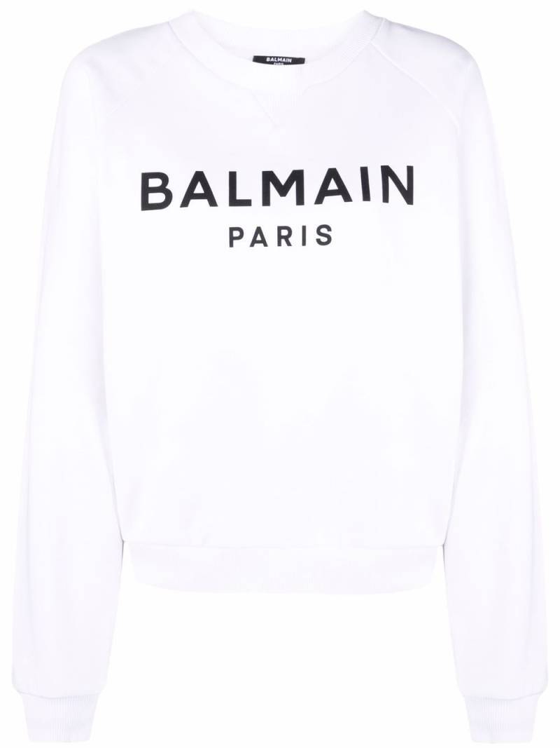 Balmain logo-print cotton sweatshirt - White von Balmain