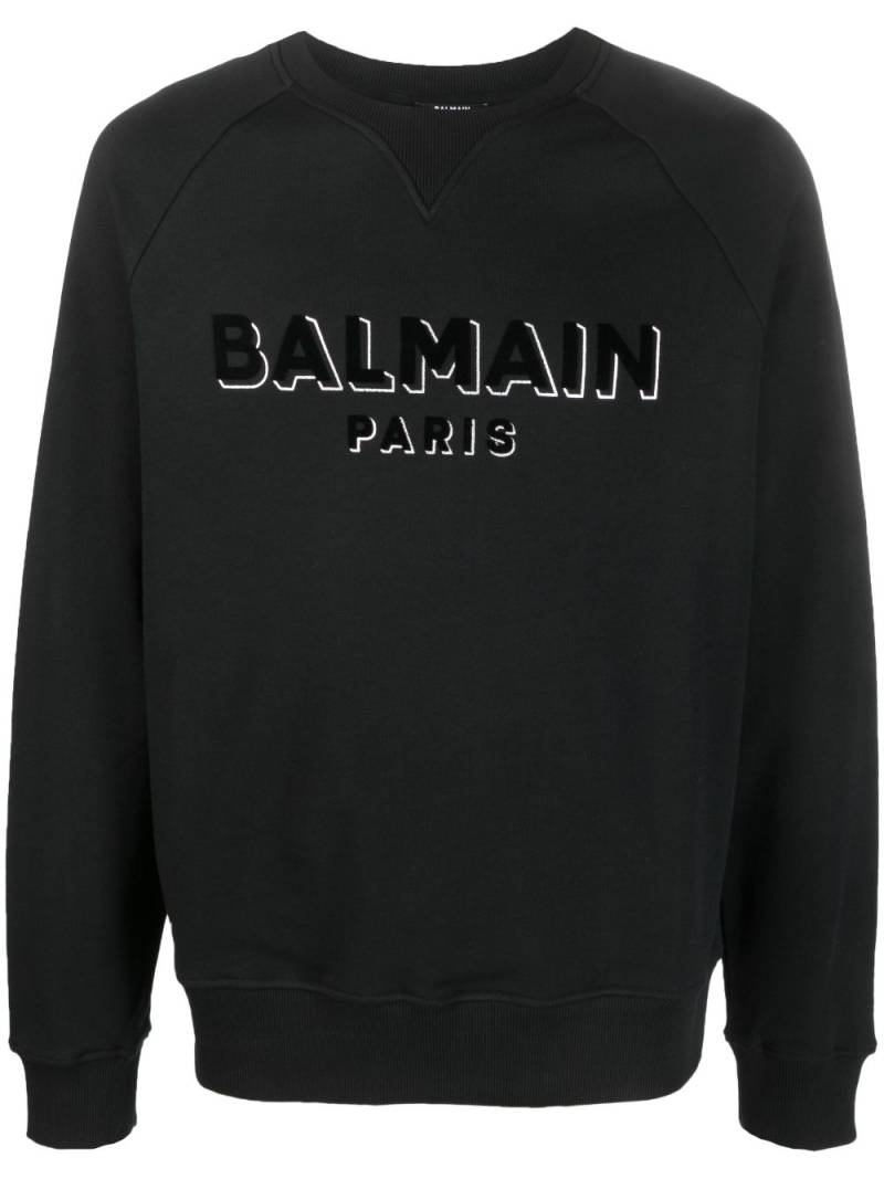 Balmain logo-print crew-neck sweatshirt - Black von Balmain