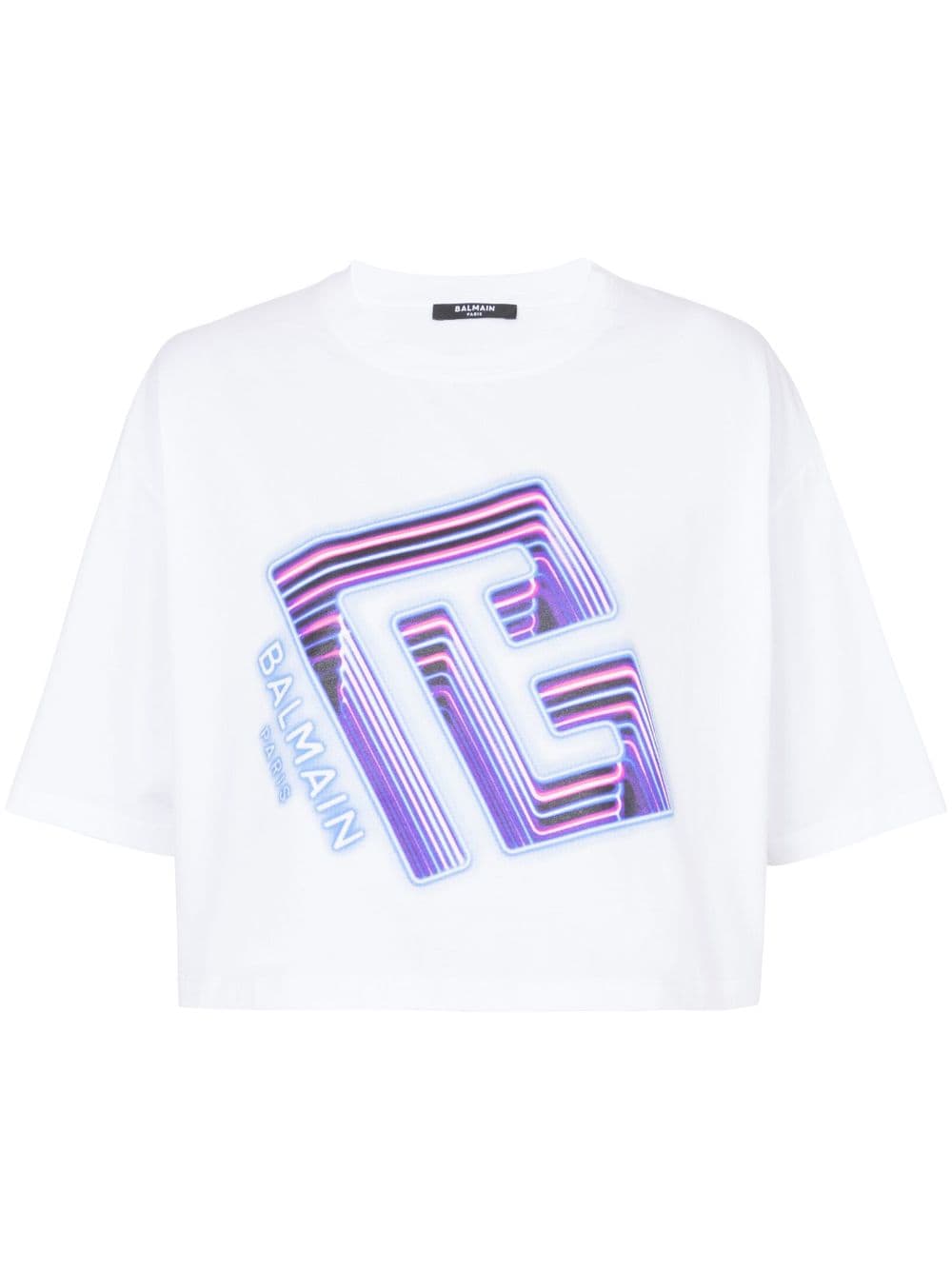 Balmain logo-print cropped T-shirt - White von Balmain