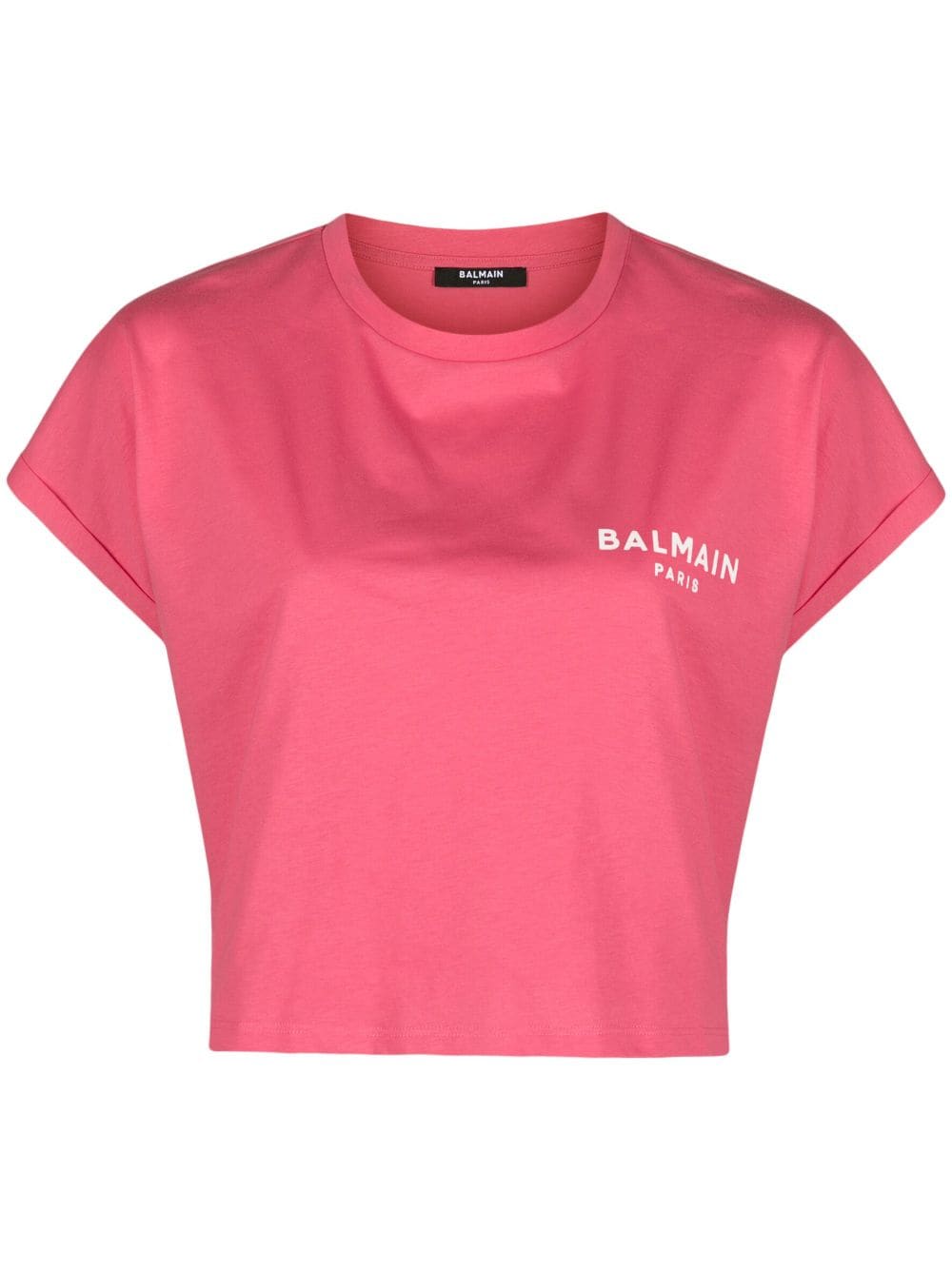 Balmain logo-print cropped T-shirt - Pink von Balmain