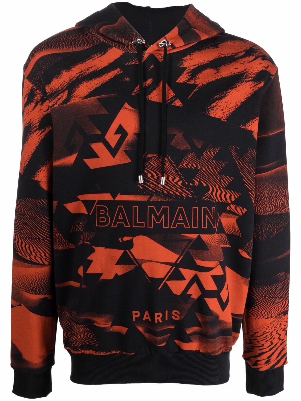 Balmain logo-print drawstring hoodie - Black von Balmain