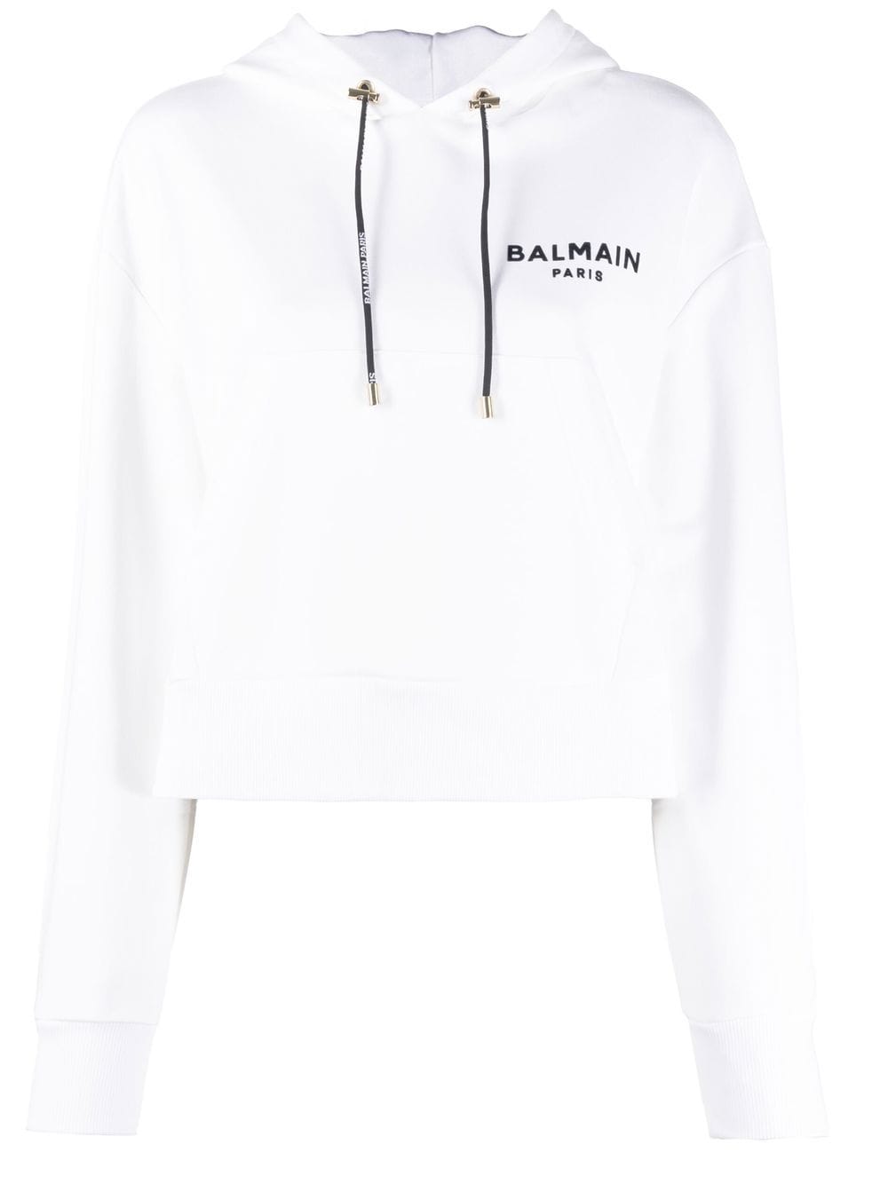 Balmain logo-print cropped hoodie - White von Balmain