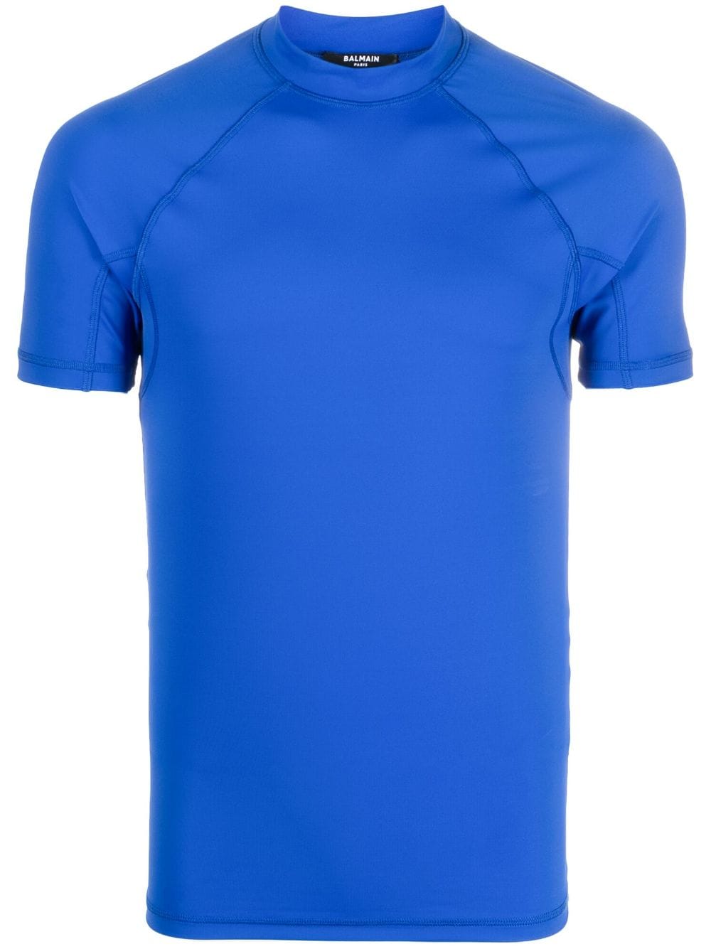 Balmain logo-print high-neck T-shirt - Blue von Balmain