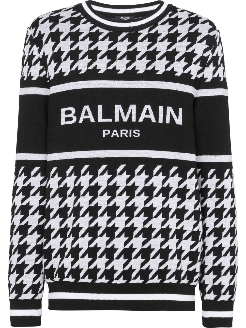 Balmain logo-print houndstooth jumper - Black von Balmain