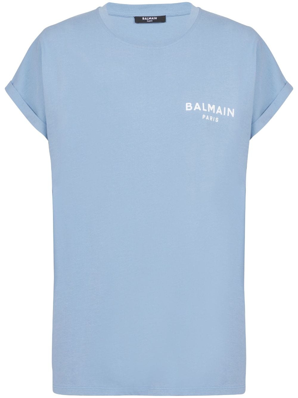 Balmain logo-flocked cotton T-shirt - Blue von Balmain