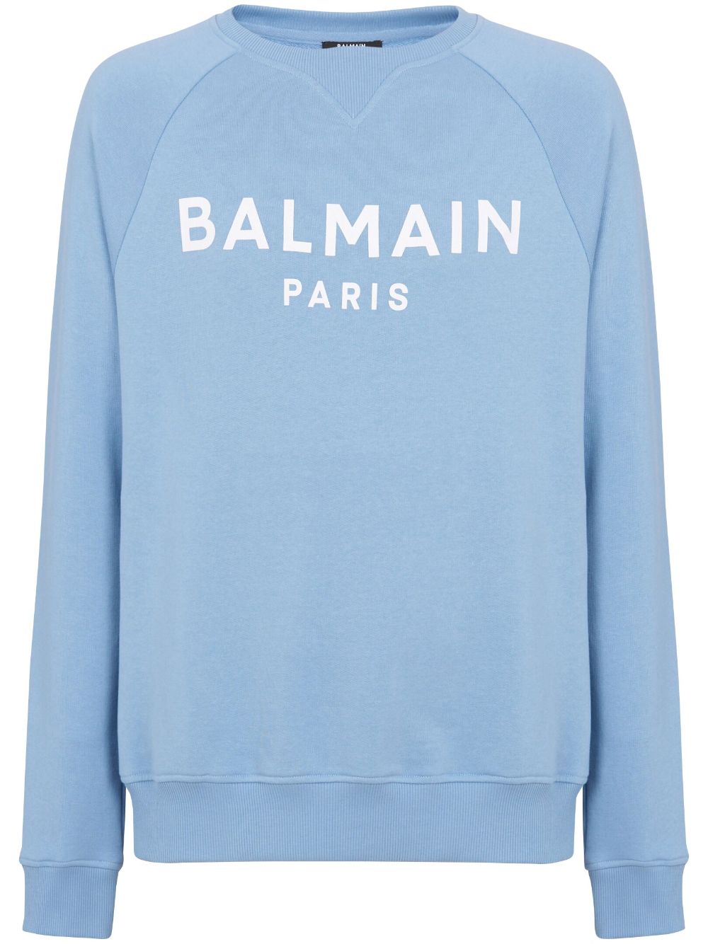 Balmain logo-print organic-cotton sweatshirt - Blue von Balmain