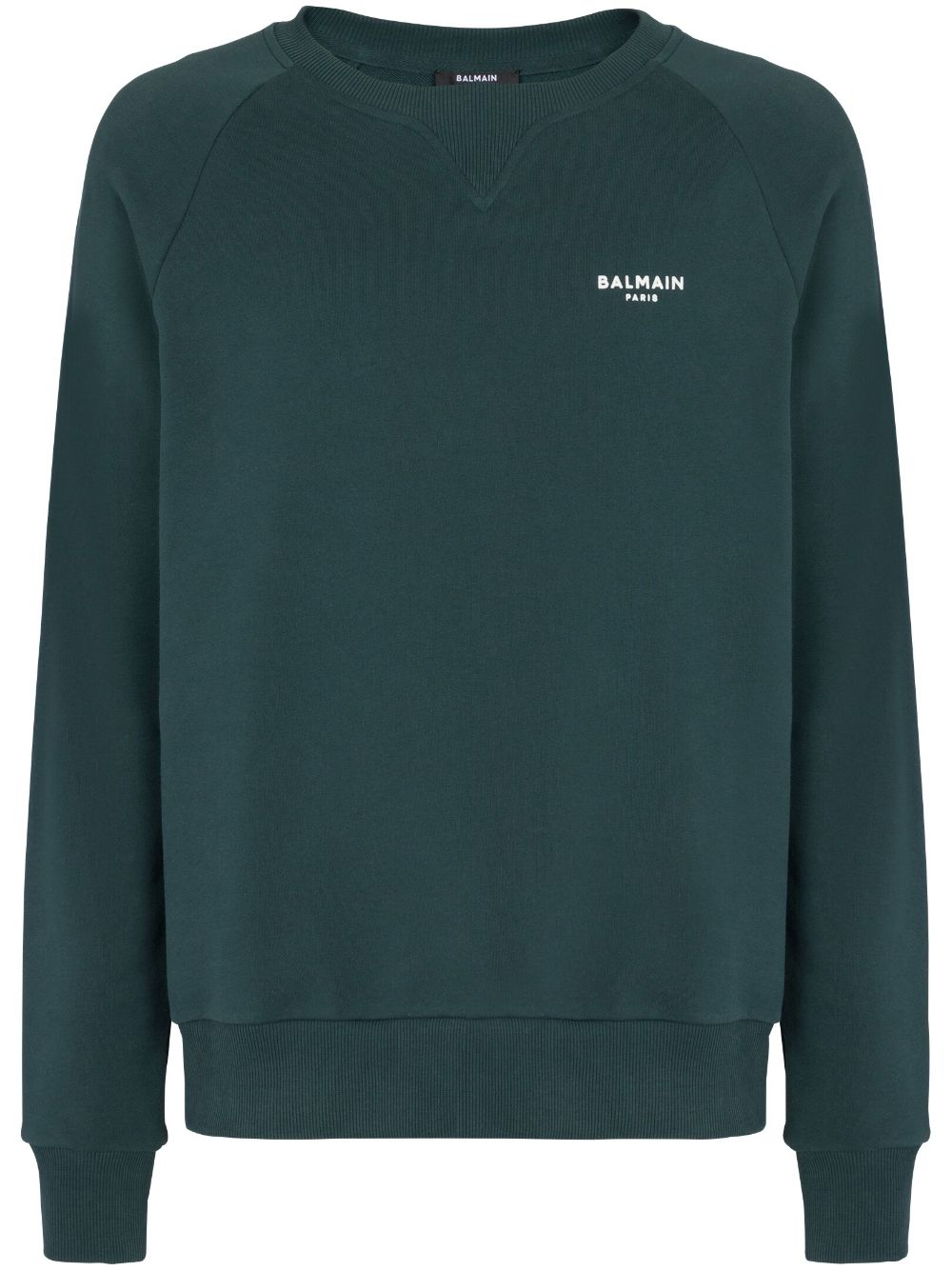 Balmain logo-print organic cotton sweatshirt - Green von Balmain