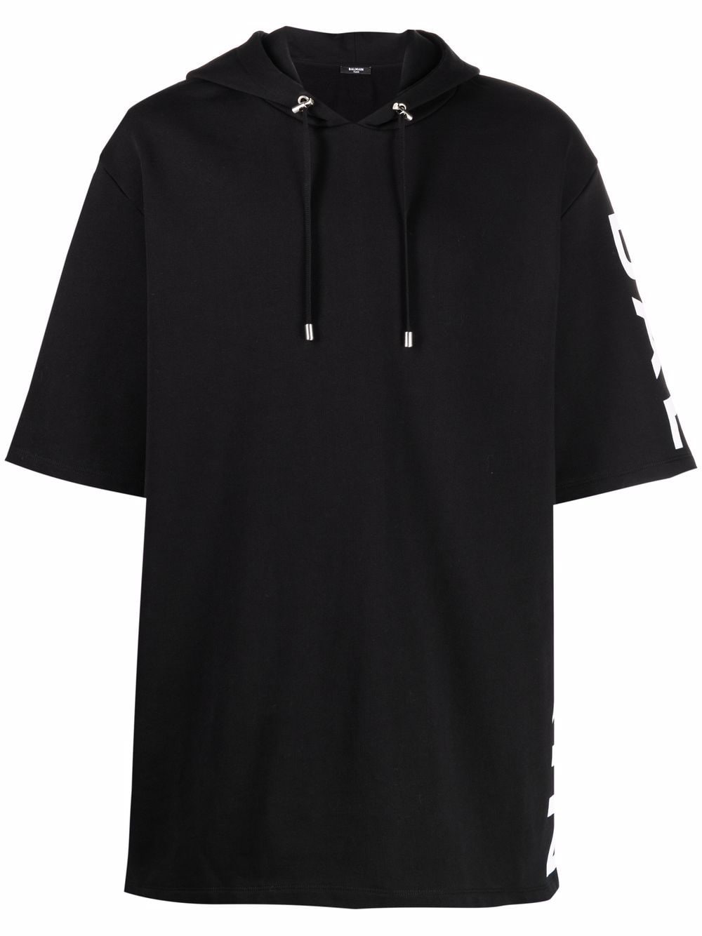 Balmain logo-print short-sleeve hoodie - Black von Balmain