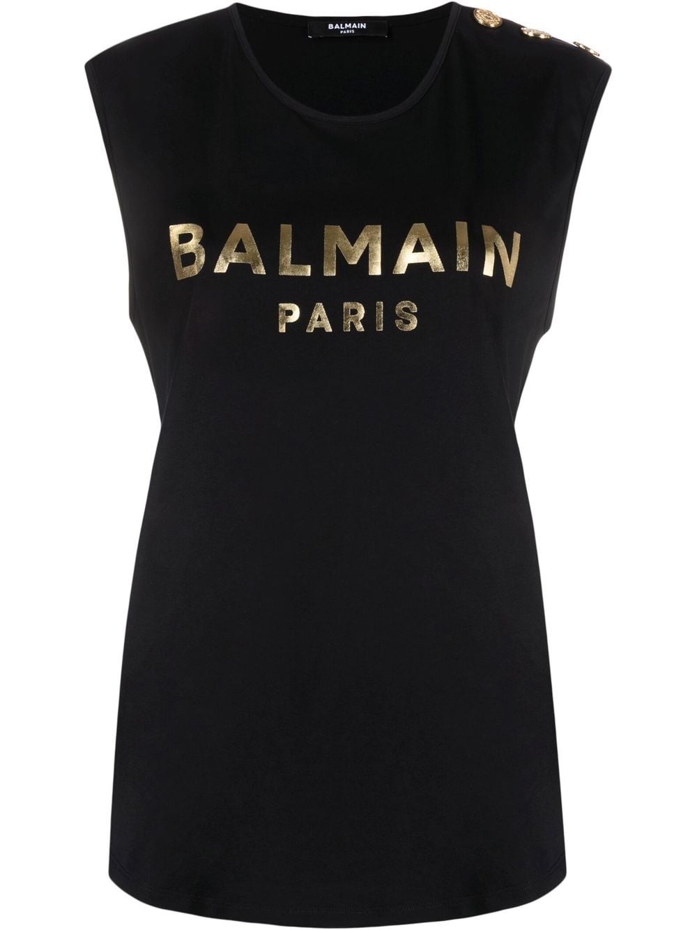 Balmain logo-print sleeveless T-shirt - Black von Balmain