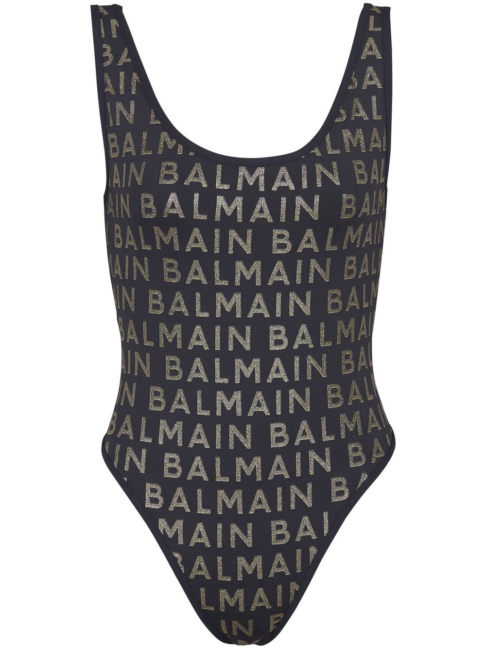 Balmain logo-print sleeveless swimsuit - Black von Balmain