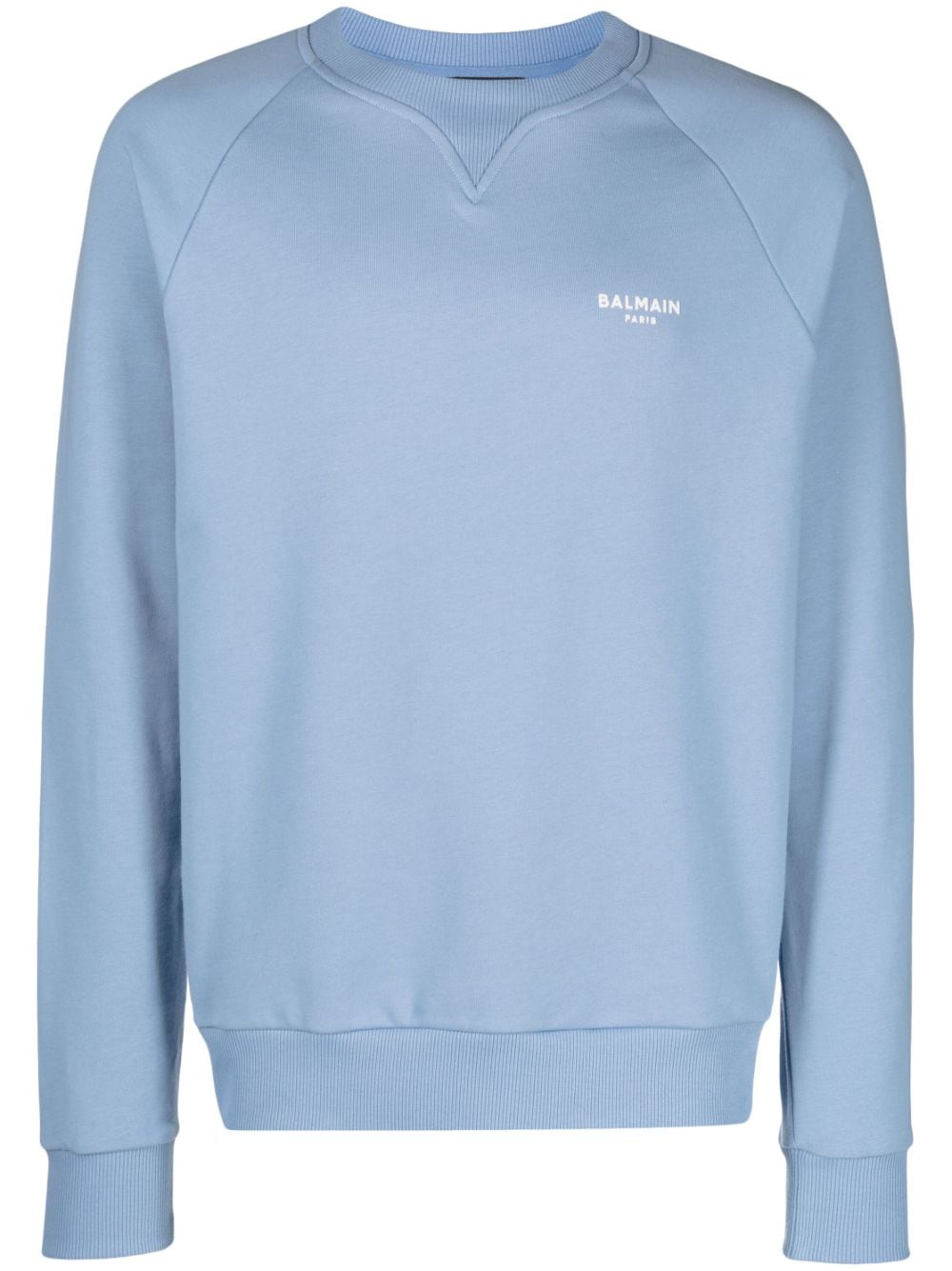 Balmain logo-print crew-neck sweatshirt - Blue von Balmain