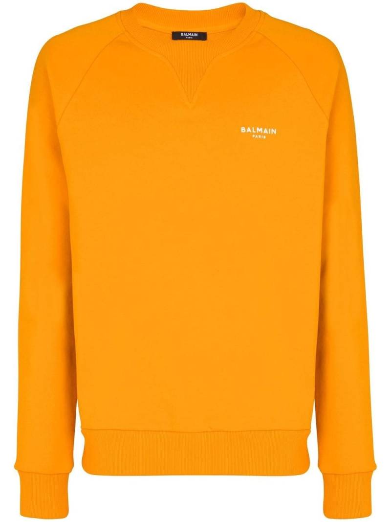 Balmain logo-print organic-cotton sweatshirt - Orange von Balmain