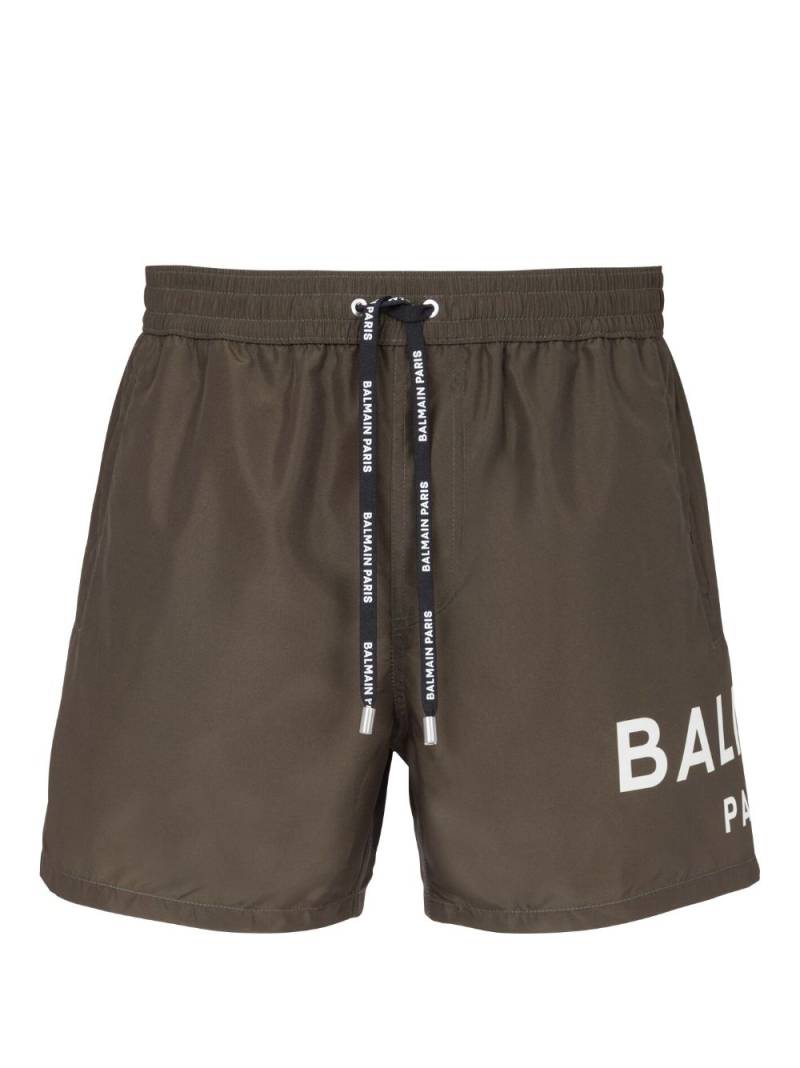 Balmain logo-print swim shorts - Brown von Balmain