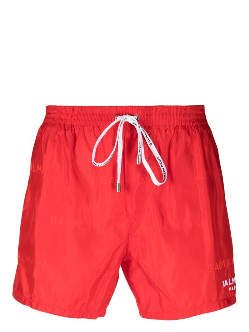 Balmain logo-print swim shorts - Red von Balmain