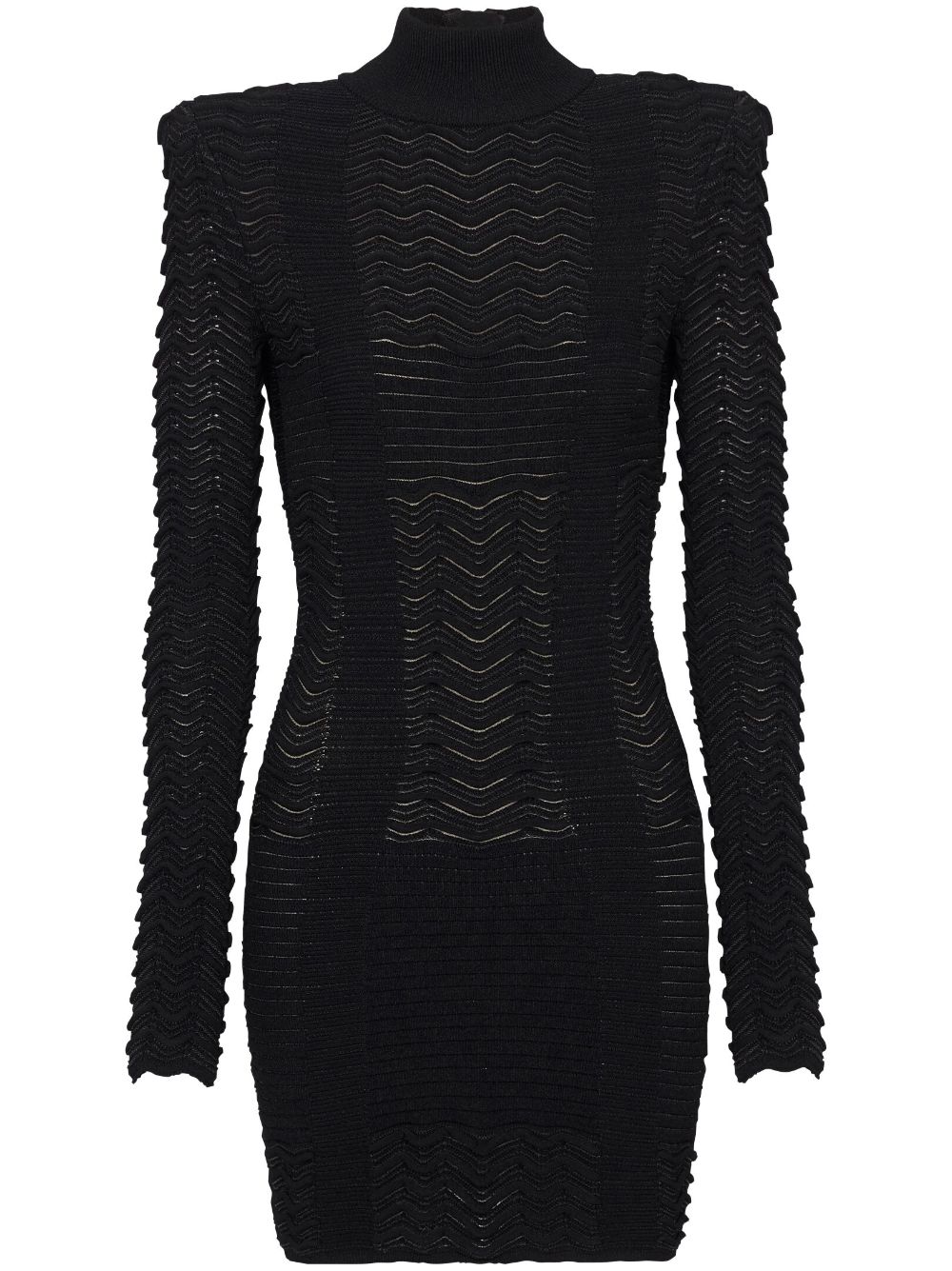 Balmain long-sleeve textured minidress - Black von Balmain