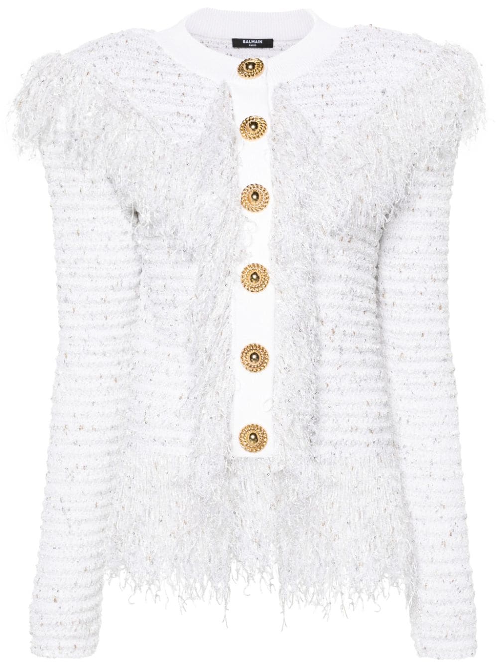 Balmain fringed metallic cardigan - White von Balmain