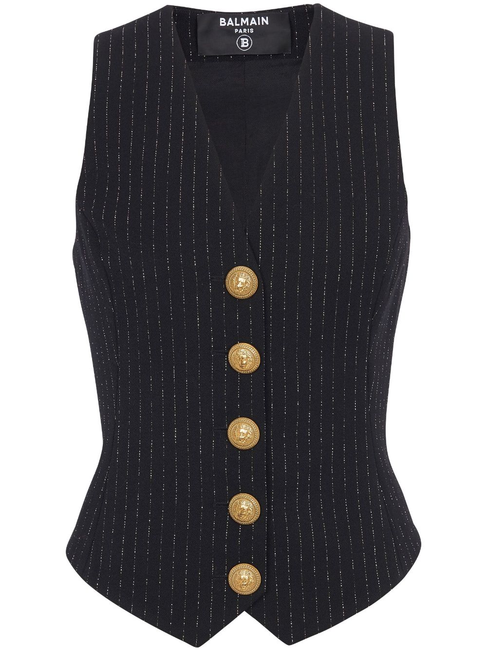 Balmain lurex striped vest top - Black von Balmain