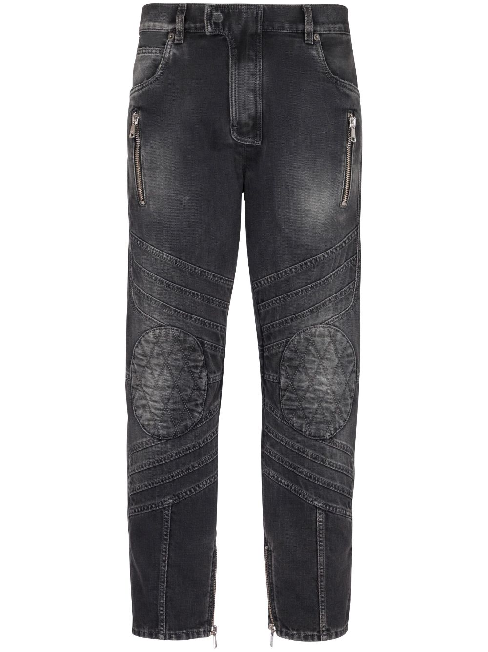 Balmain mid-rise straight-leg biker jeans - Black von Balmain