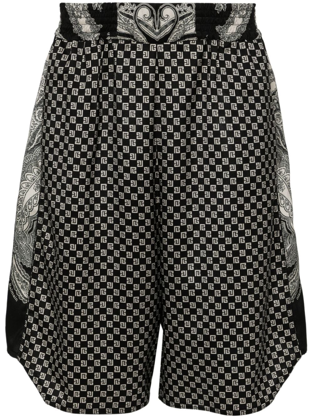 Balmain mix-print satin bermuda shorts - Black von Balmain