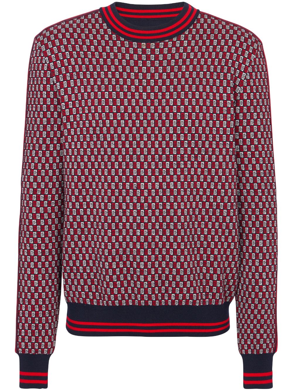 Balmain monogram check-pattern jumper - Red von Balmain