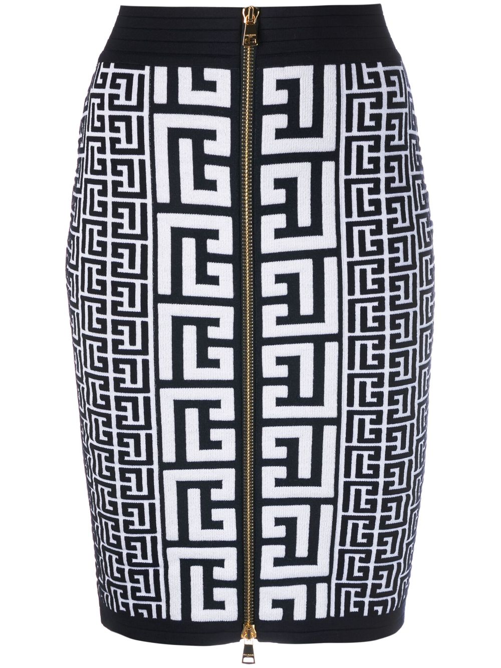 Balmain monogram-intarsia knit skirt - White von Balmain