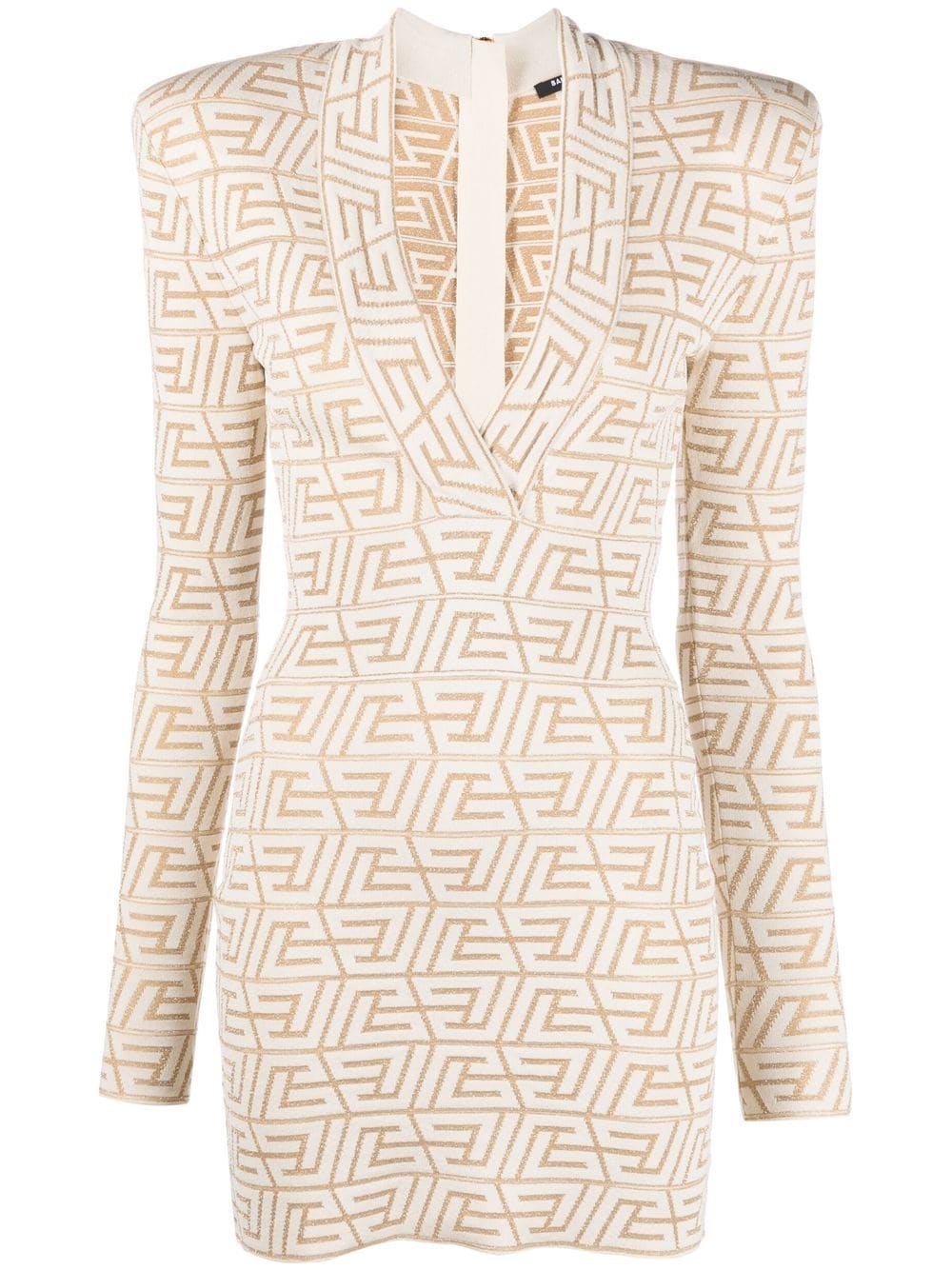 Balmain monogram-jacquard mini dress - Neutrals von Balmain