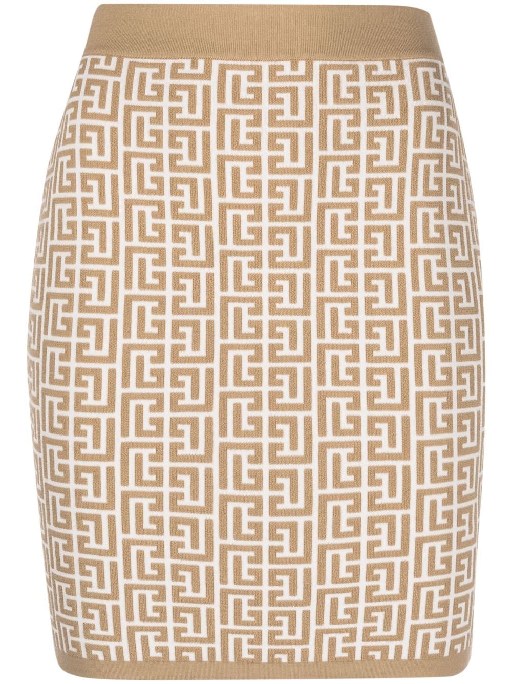 Balmain monogram-jacquard miniskirt - Neutrals von Balmain