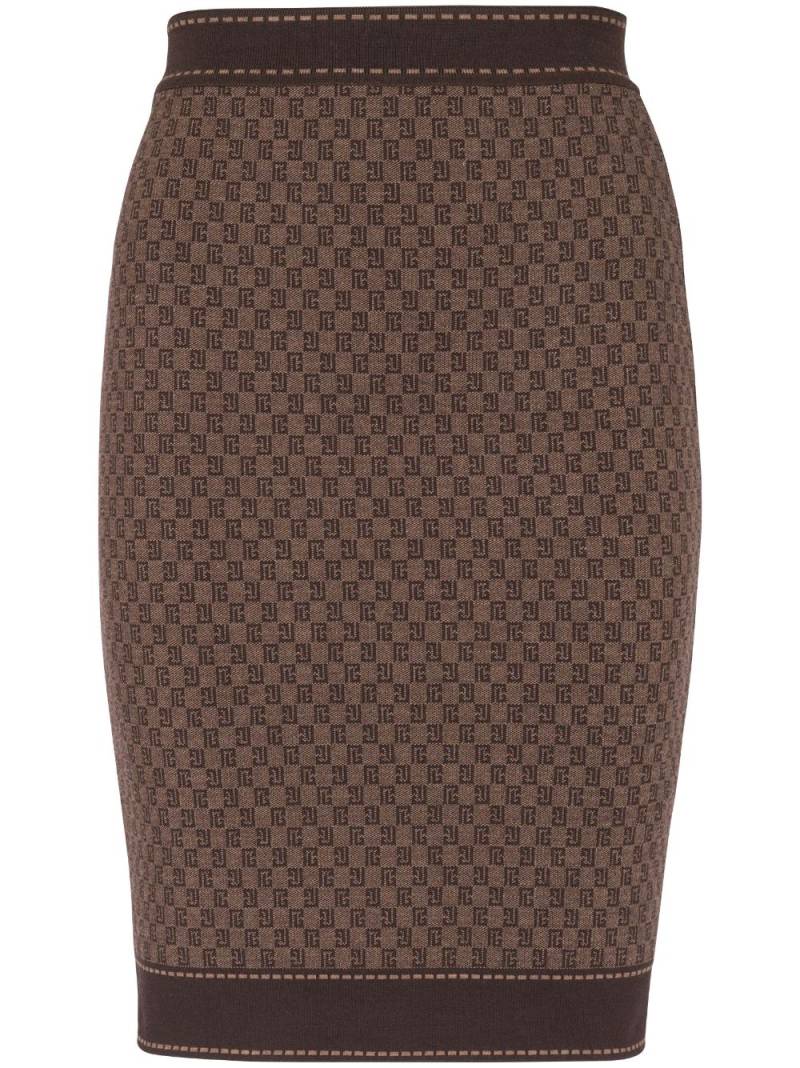 Balmain monogram-jacquard skirt - Brown von Balmain