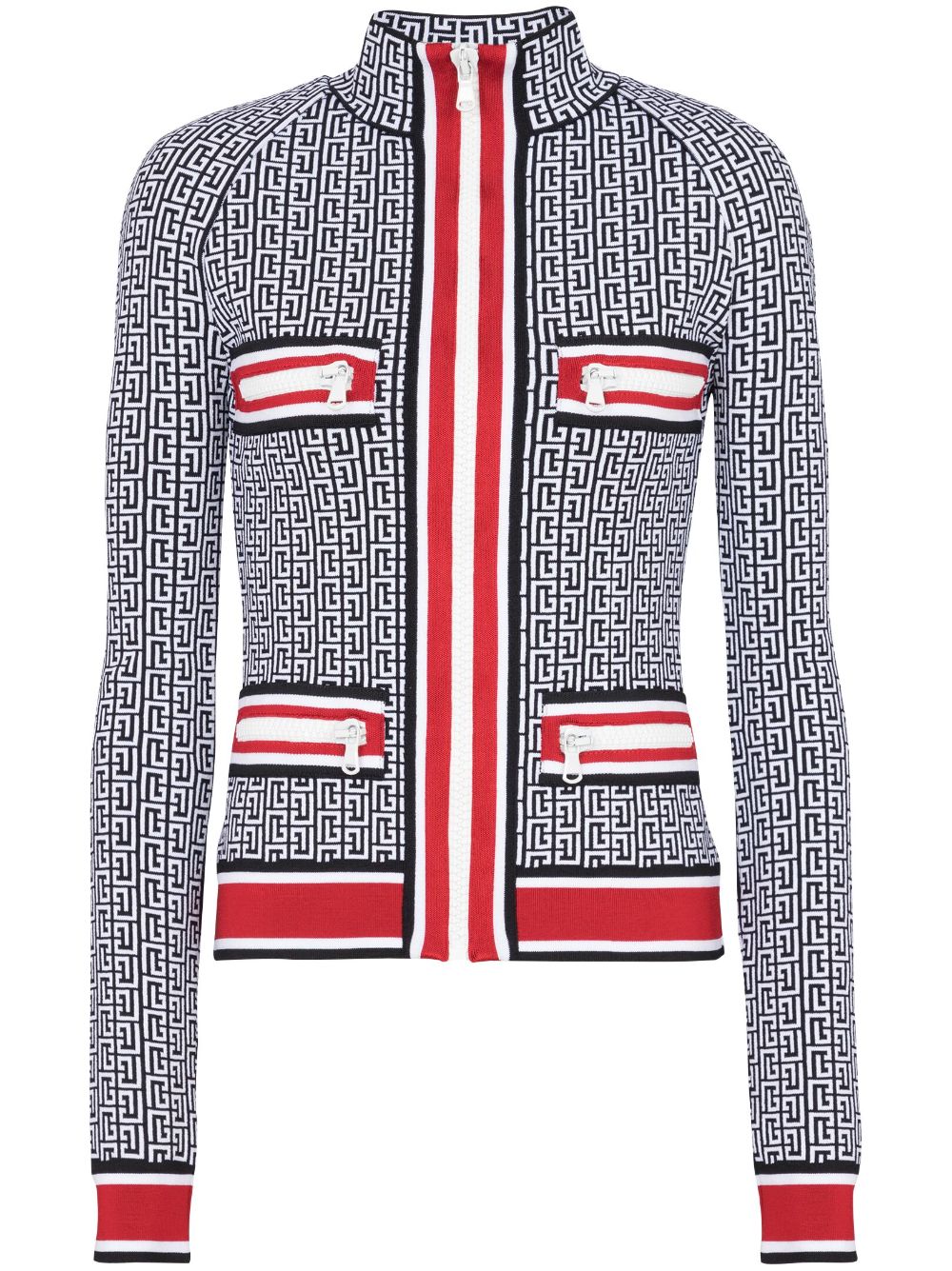 Balmain monogram-jacquard zip-up cardigan - Black von Balmain