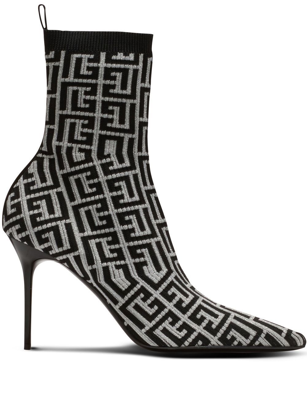 Balmain Skye monogram knit ankle boots - Black von Balmain