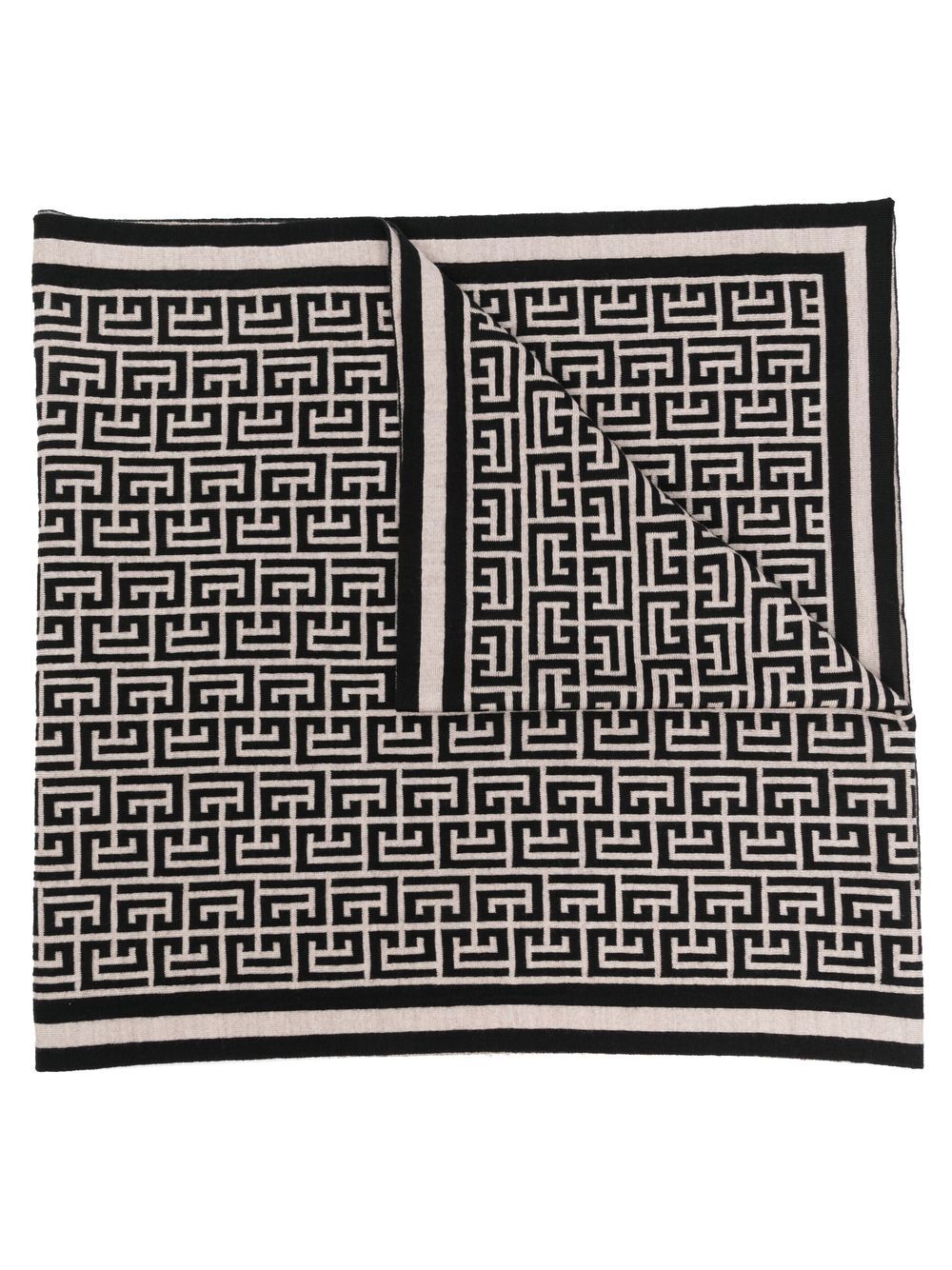 Balmain monogram-motif merino scarf - Neutrals von Balmain