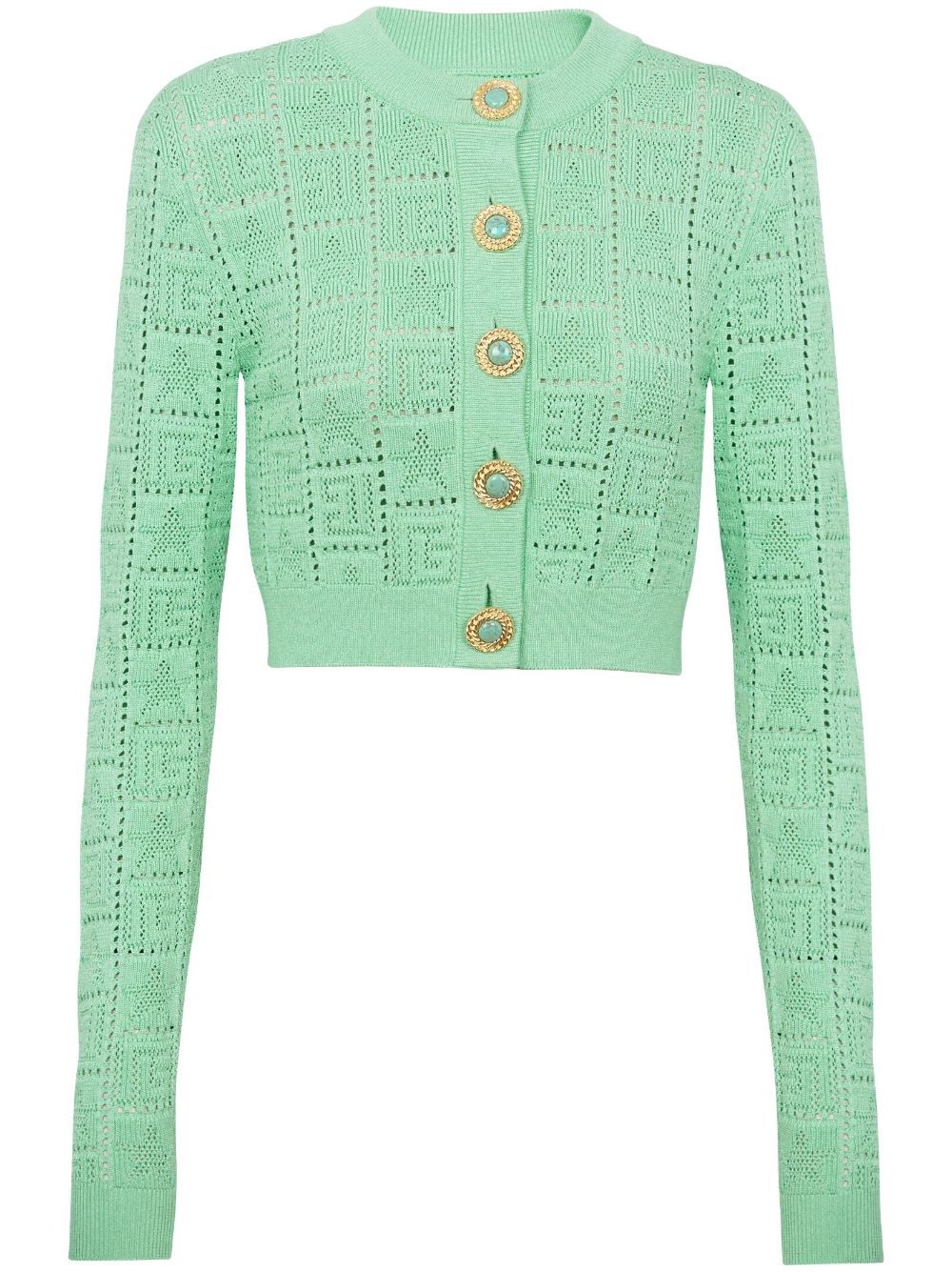 Balmain monogram open-knit cardigan - Green von Balmain