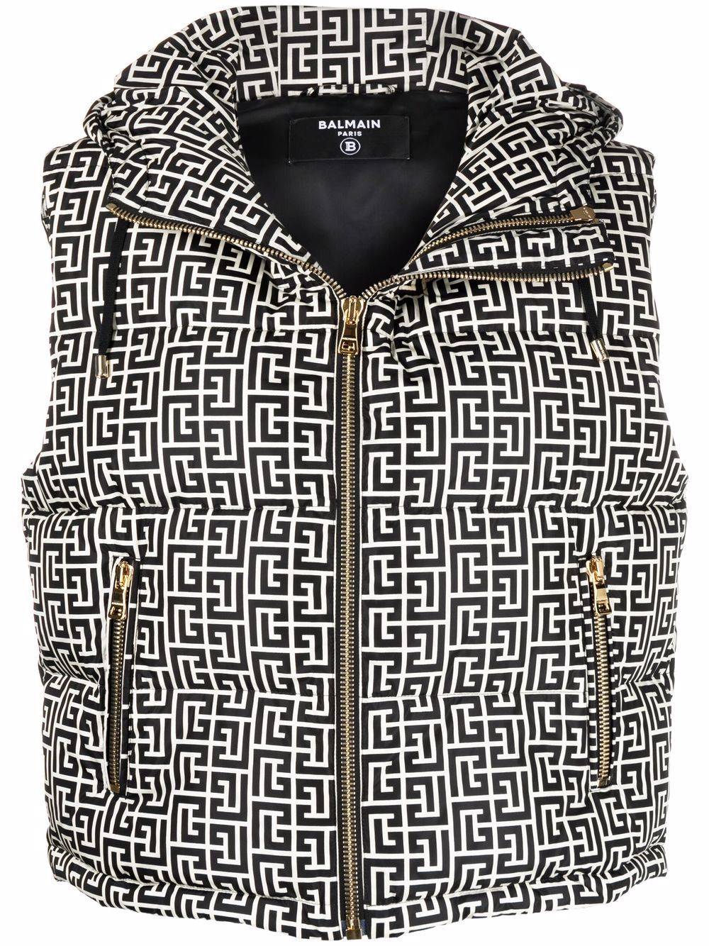 Balmain monogram-pattern sleeveless padded gilet - Black von Balmain