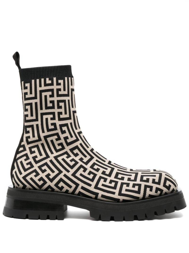 Balmain monogram-pattern ankle boots - Neutrals von Balmain