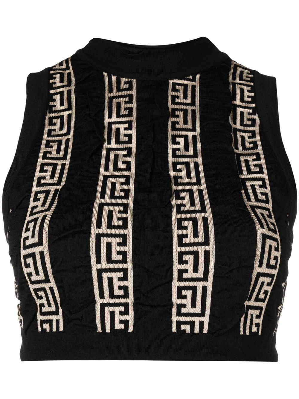 Balmain monogram-pattern crop top - Black von Balmain