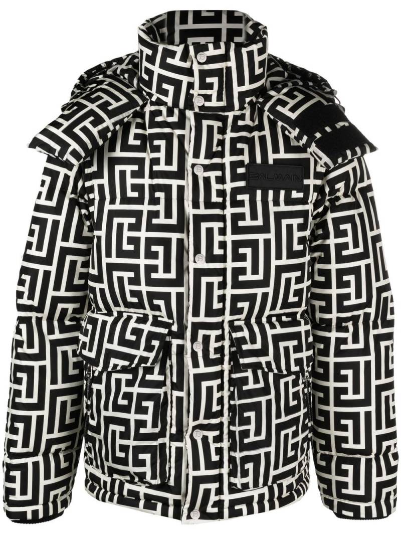 Balmain monogram-pattern padded coat - Black von Balmain