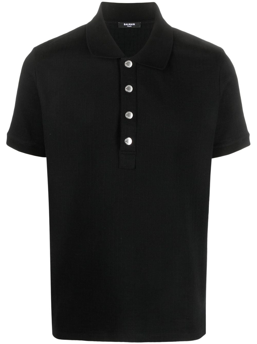 Balmain monogram-pattern piqué polo shirt - Black von Balmain