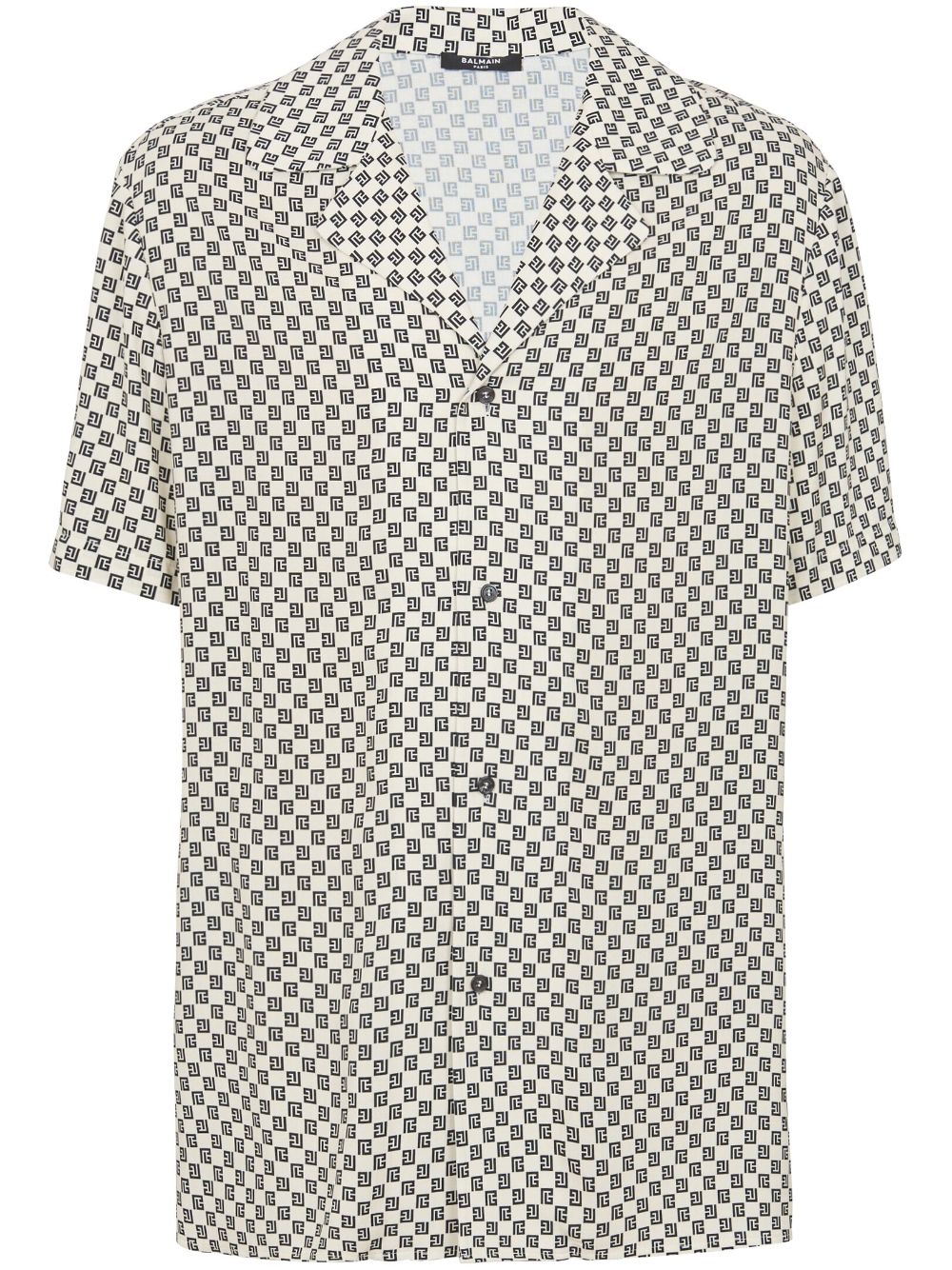 Balmain monogram-pattern satin shirt - Neutrals von Balmain