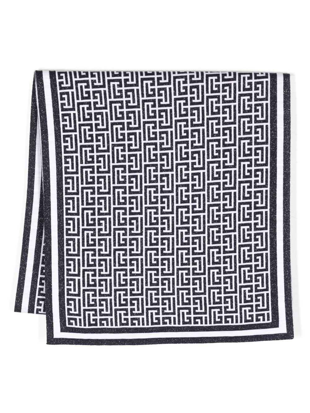Balmain monogram-pattern wool-blend scarf - Blue von Balmain