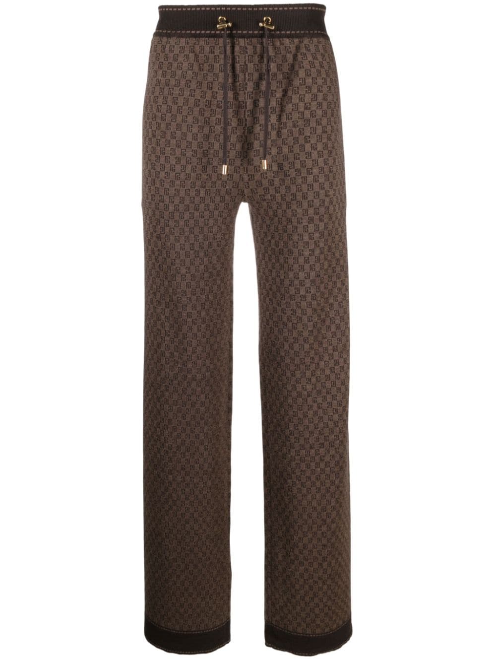 Balmain monogram-print merino trousers - Brown von Balmain