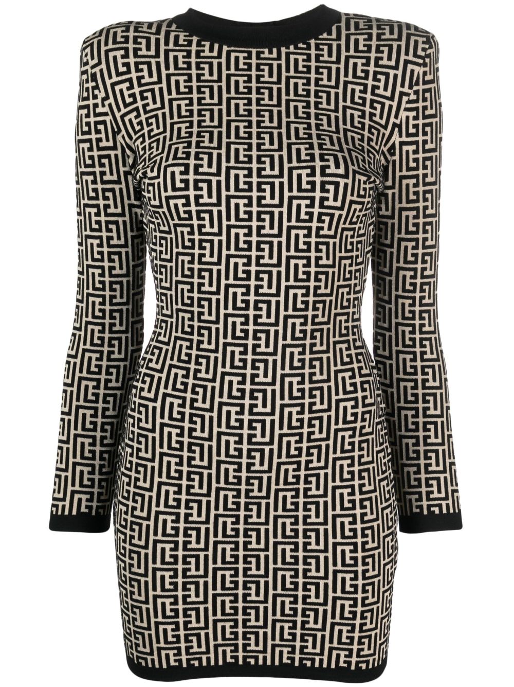 Balmain monogram-print wool-blend dress - Neutrals von Balmain