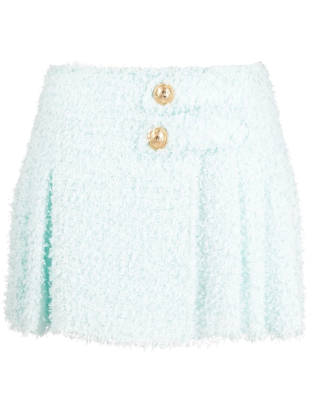 Balmain pleated tweed mini skirt - Blue von Balmain