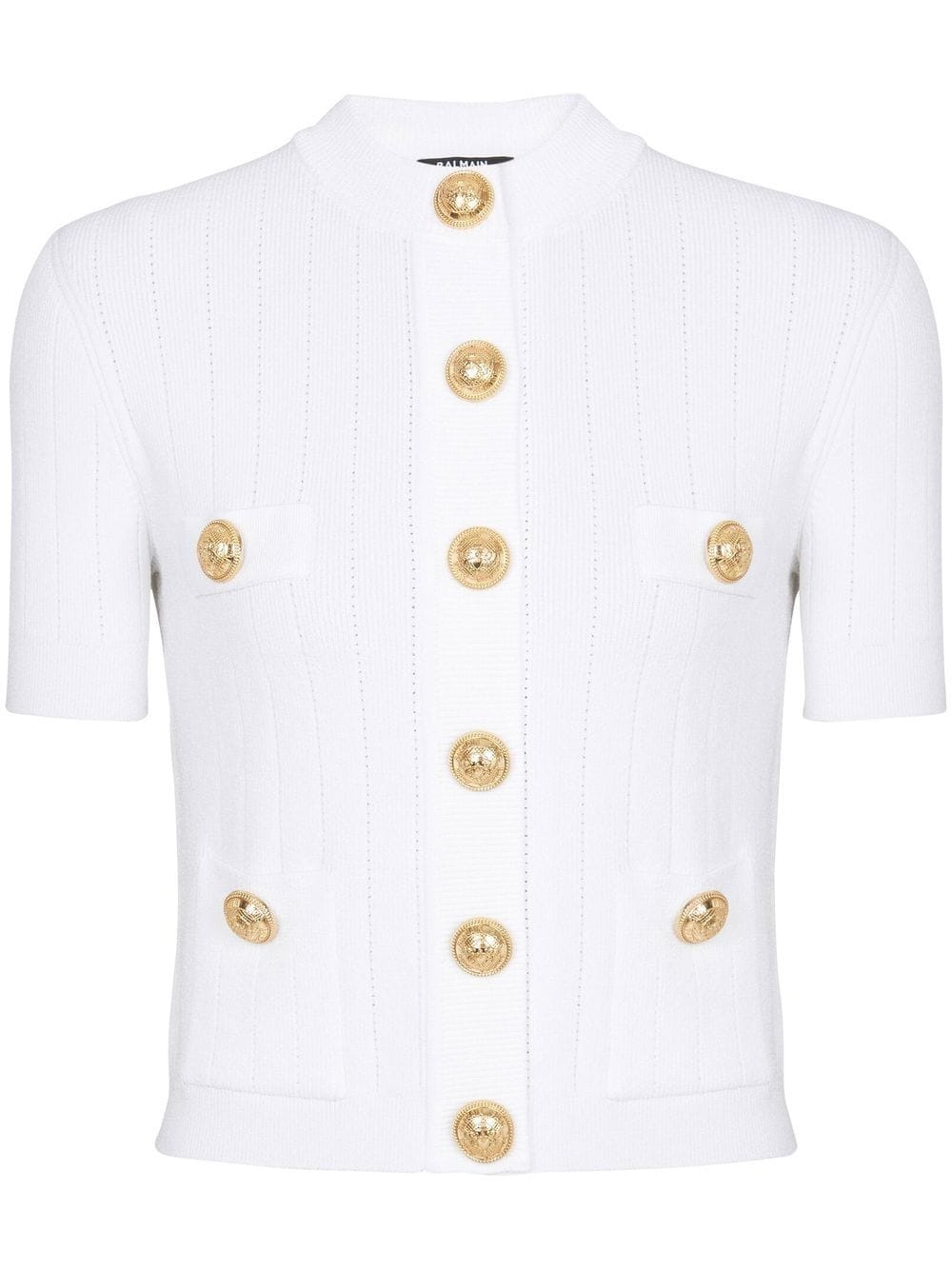 Balmain pointelle-knit short-sleeved cardigan - White von Balmain