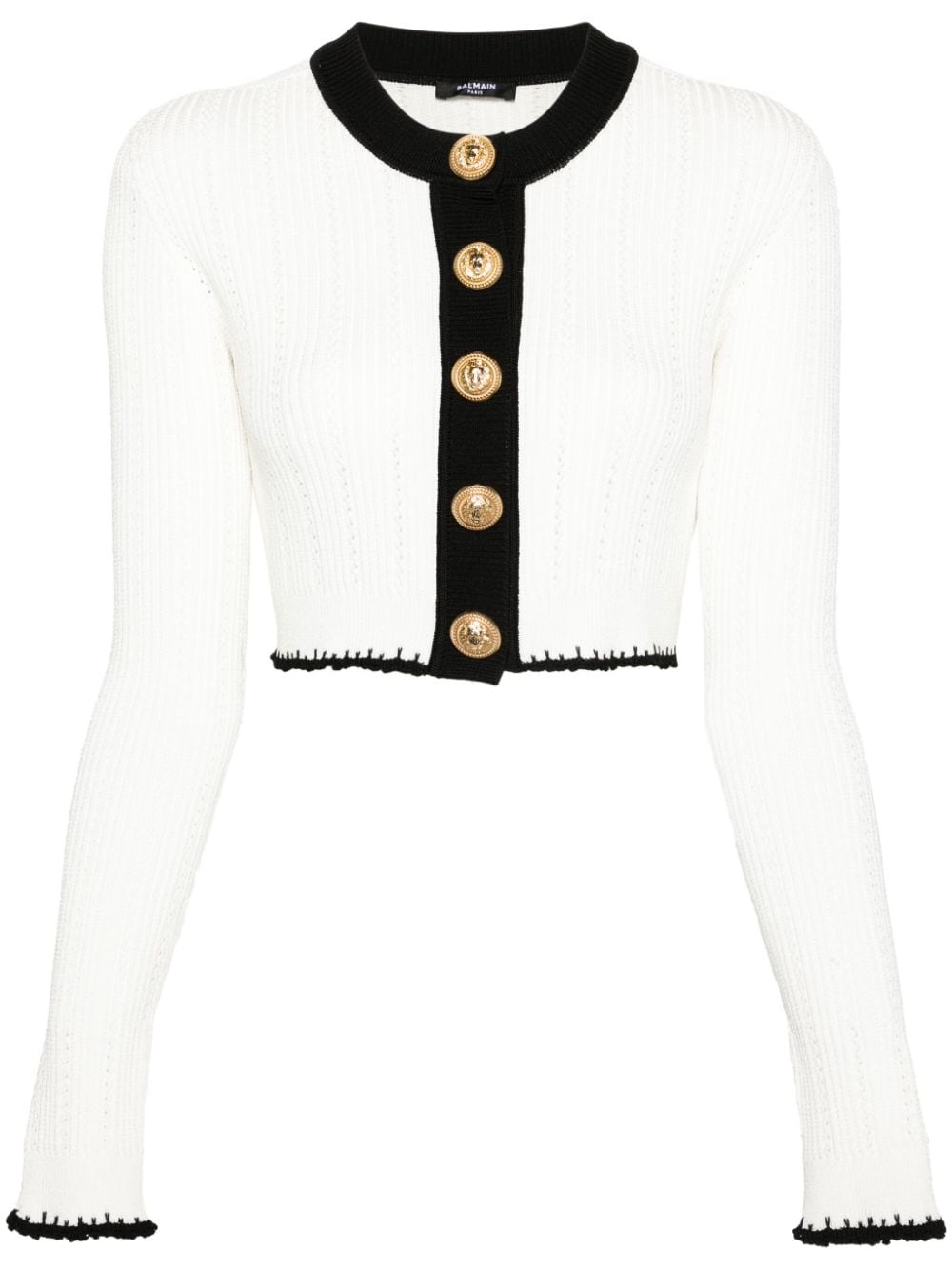 Balmain pointelle-trim cardigan - White von Balmain